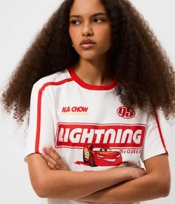 Camiseta em Algodão com Estampa Carros McQueen Relâmpago Marquinhos