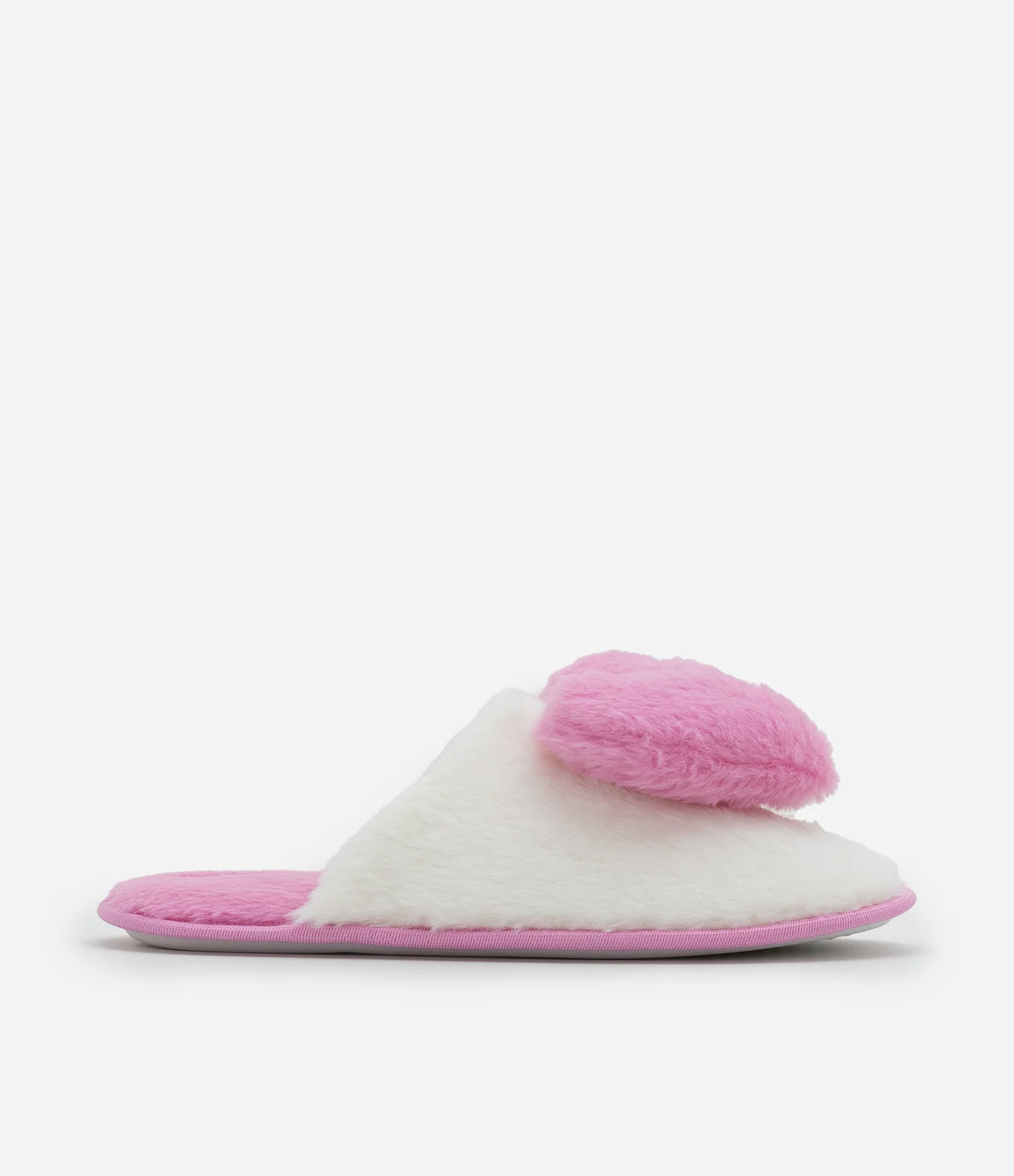 Pantufa Aberta Com Aplicação De Coração Rosa 2