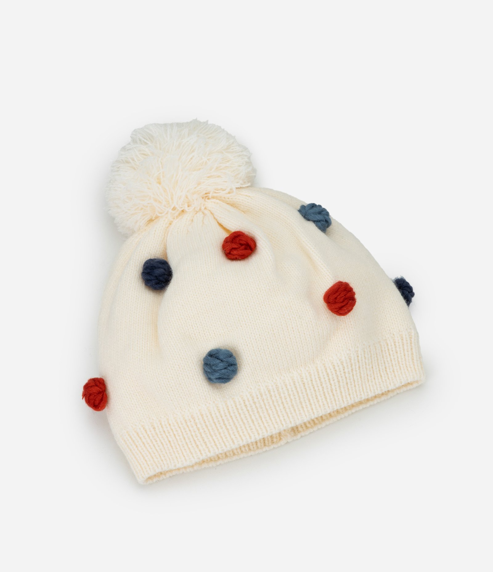 Touca Infantil em Tricô com Bolinhas Aplicadas - Tam 0 a 12 Meses Bege 1