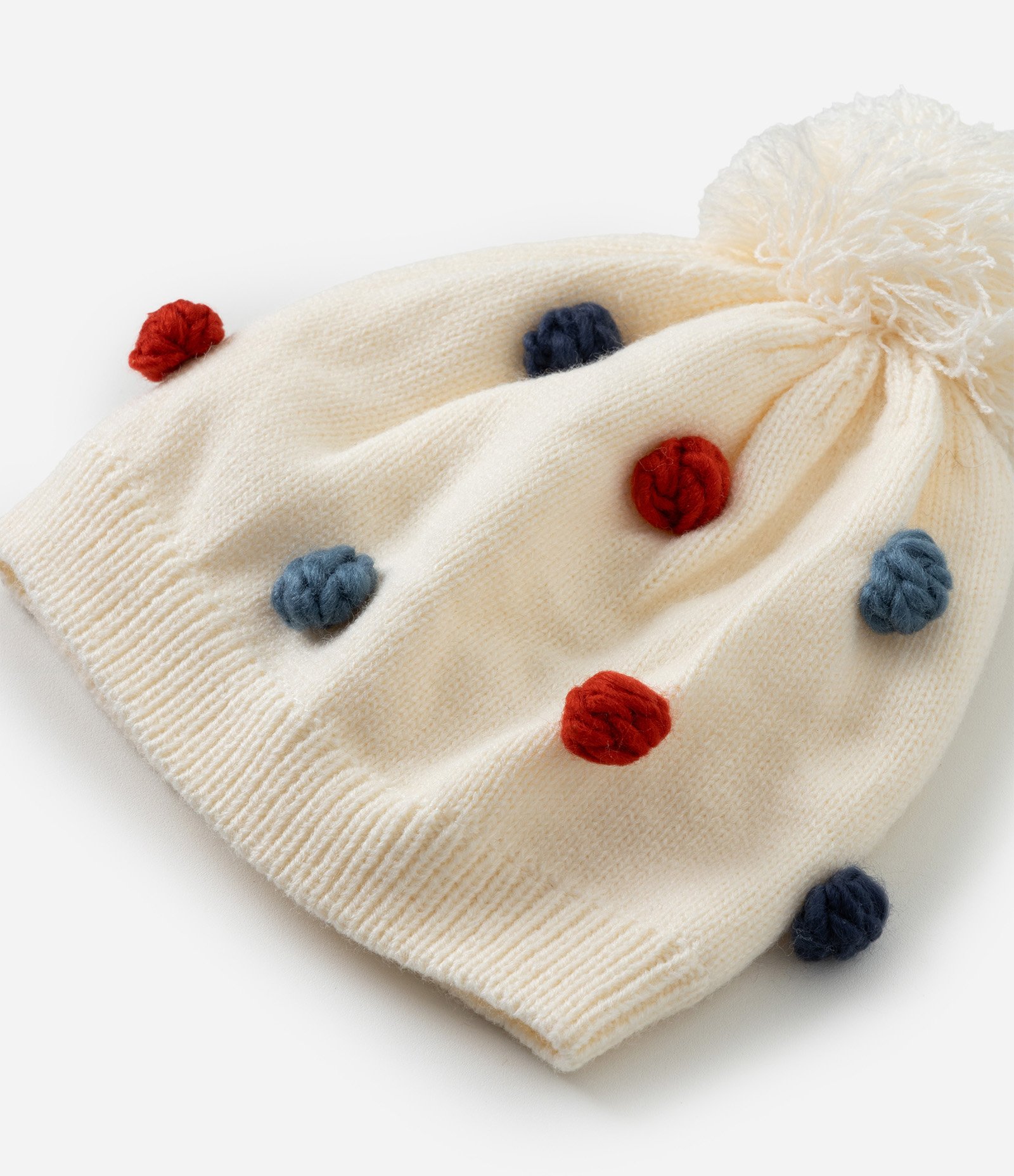 Touca Infantil em Tricô com Bolinhas Aplicadas - Tam 0 a 12 Meses Bege 4