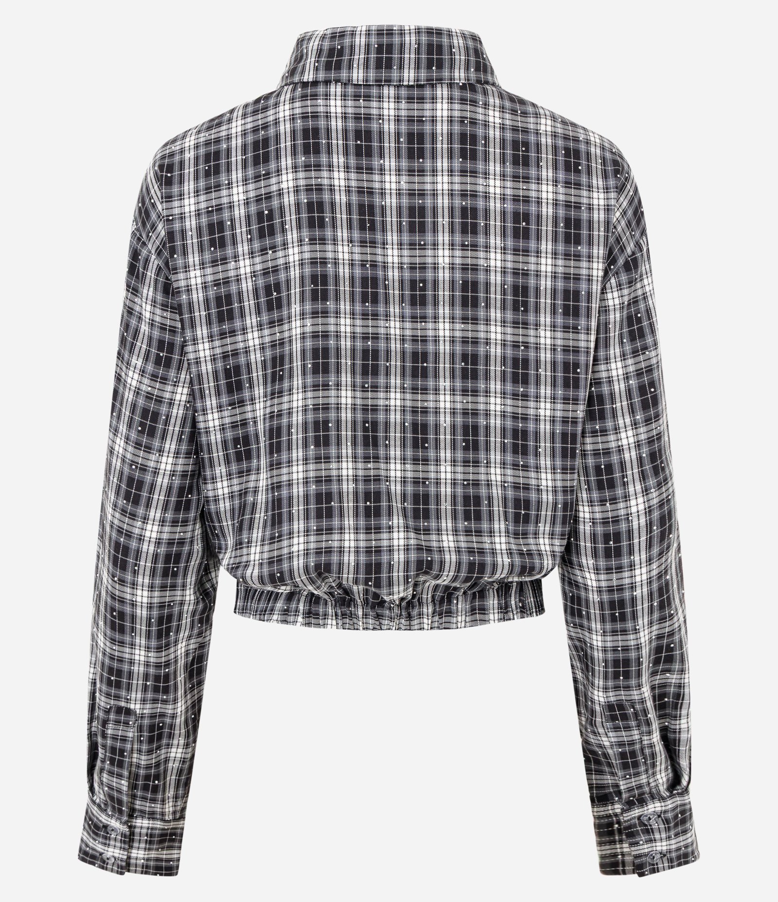 Camisa Xadrez em Flanela com Amarração e Hot Fix Preto 3