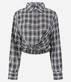 Camisa Xadrez em Flanela com Amarração e Hot Fix