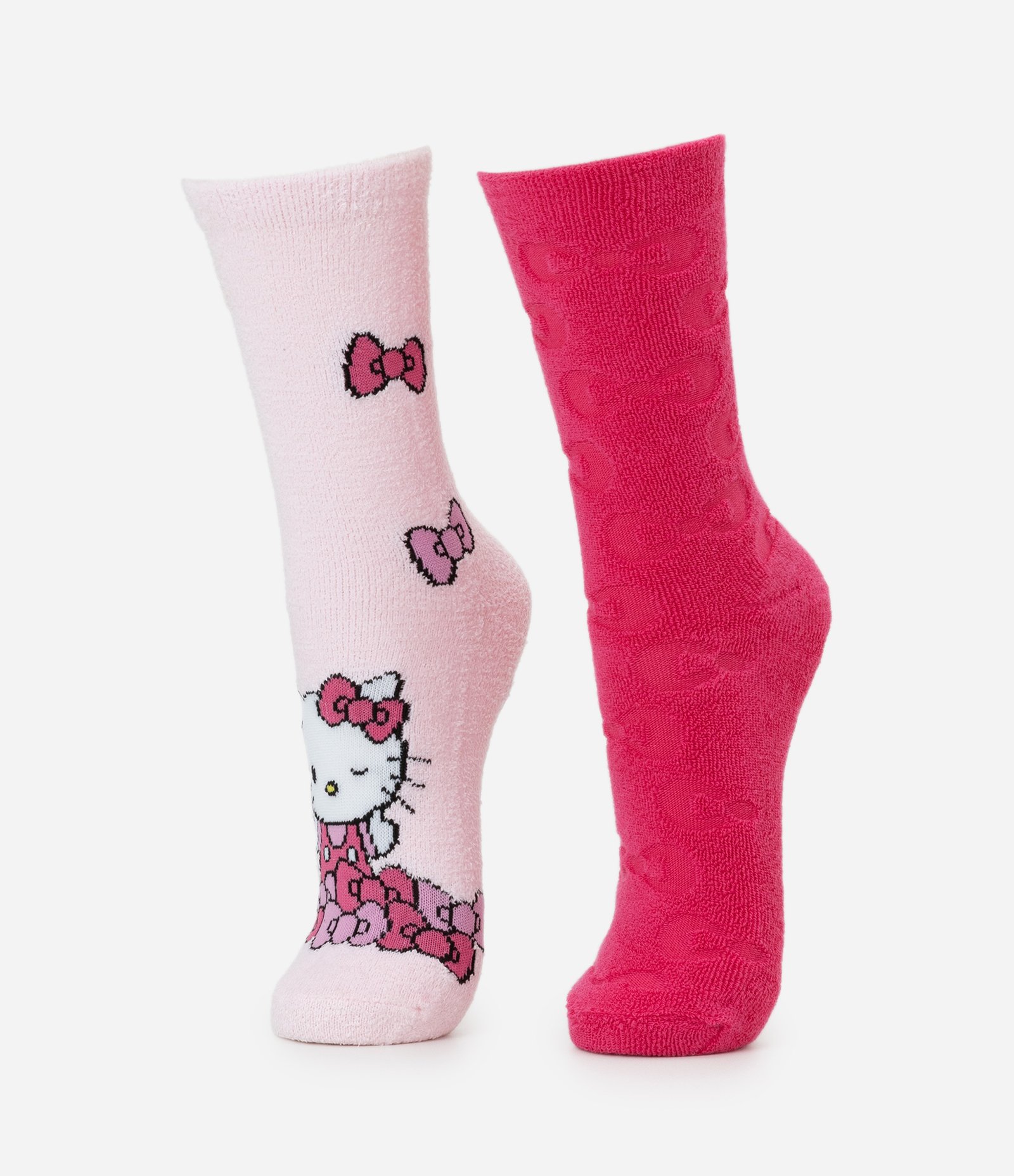Kit 02 Meias com Estampa Hello Kitty e Embossed Laço Rosa 1