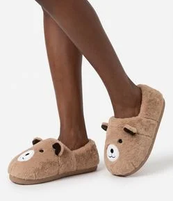 Pantufa Fechada com Estampa de Urso