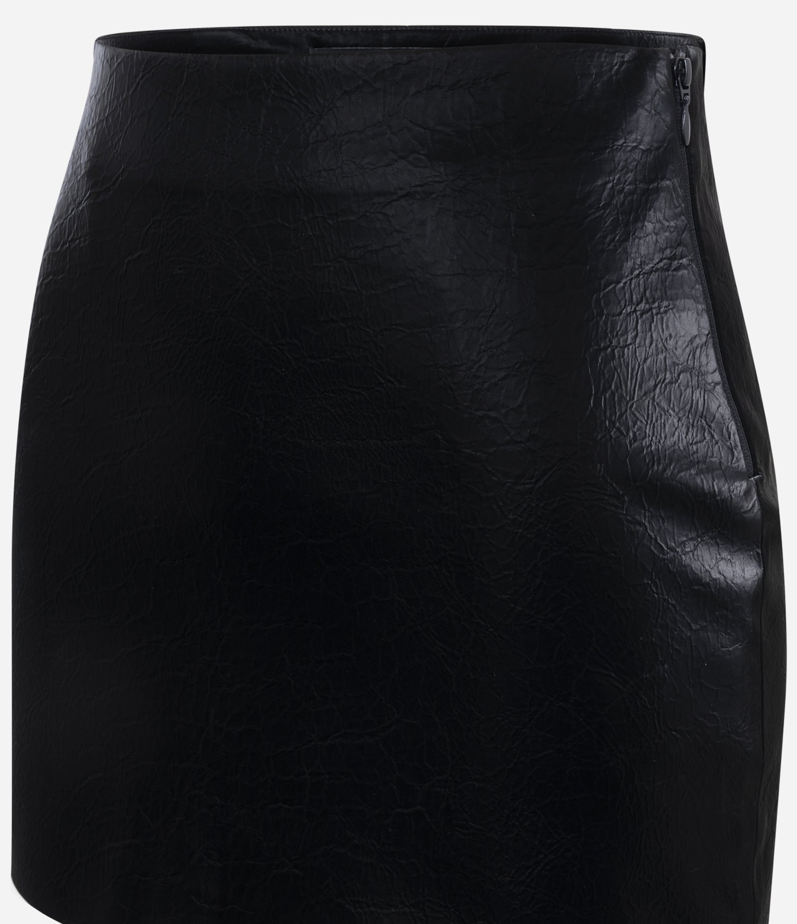 Minissaia Reta em PU Preto 2