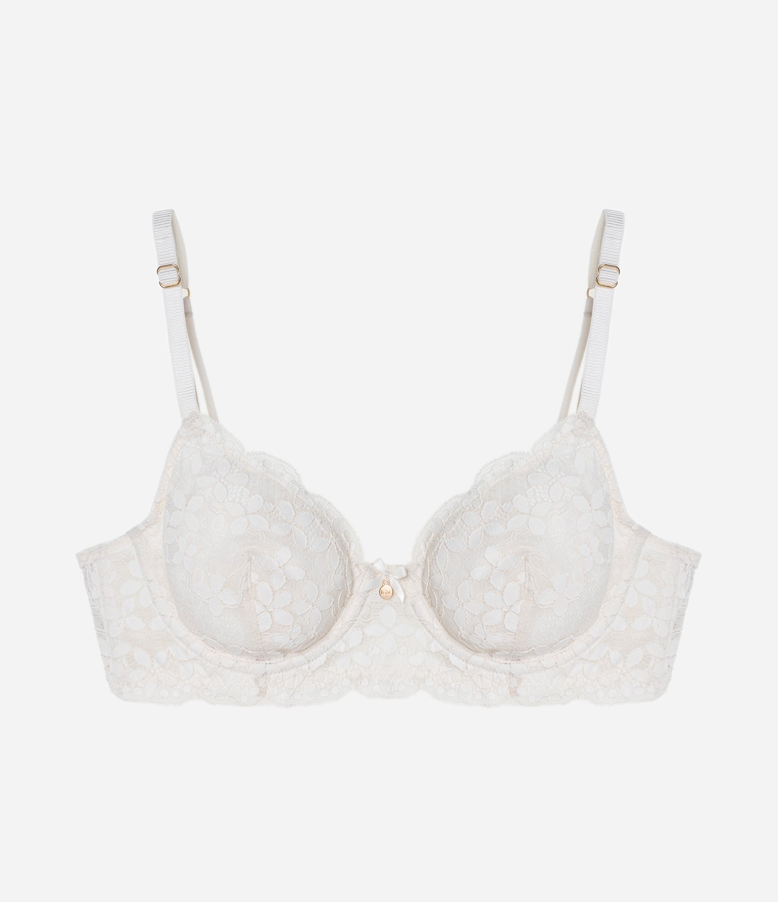 Sutiã Meia Taça sem Bojo com Aro em Renda Floral Off White 1