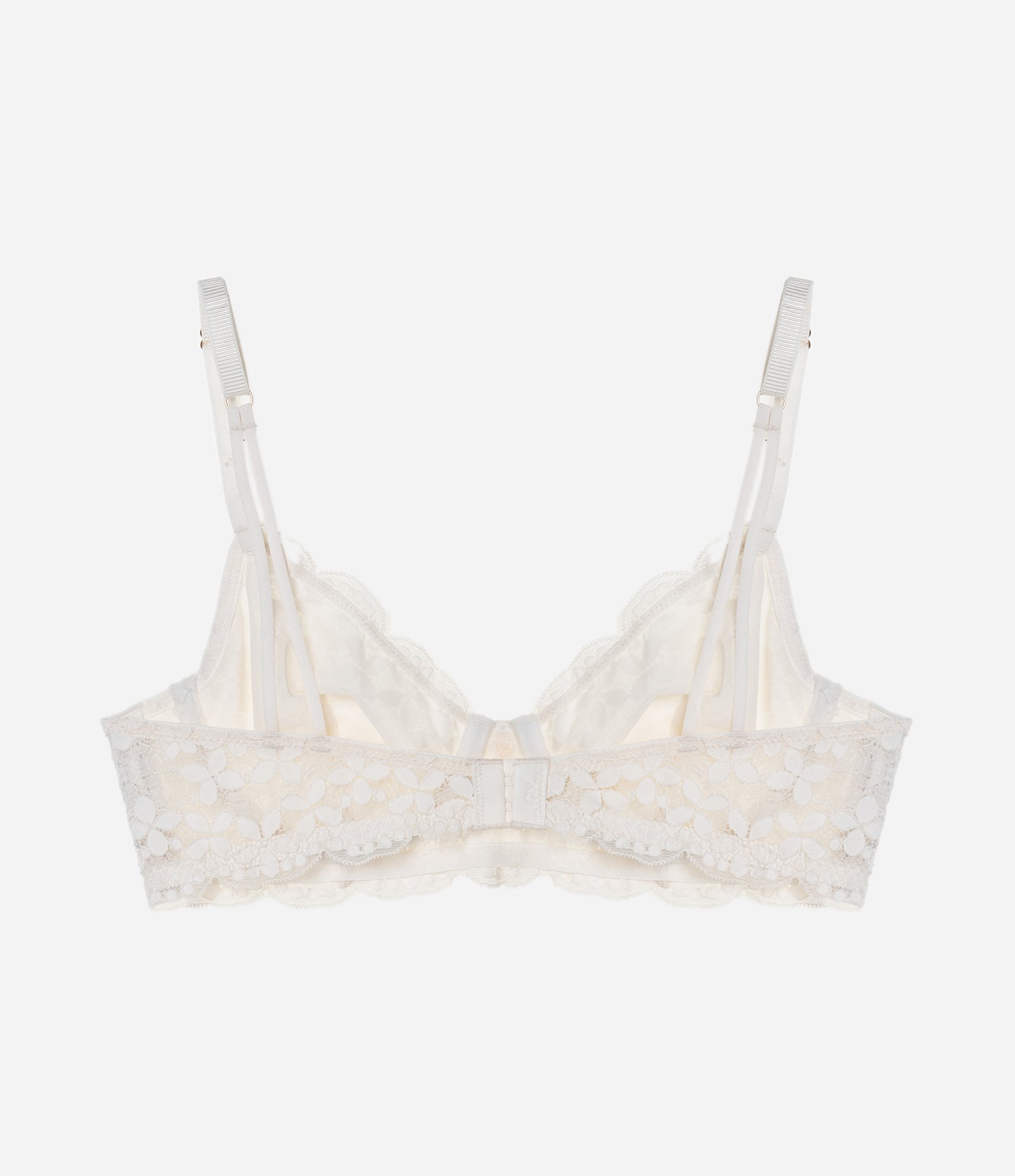 Sutiã Meia Taça sem Bojo com Aro em Renda Floral Off White 2
