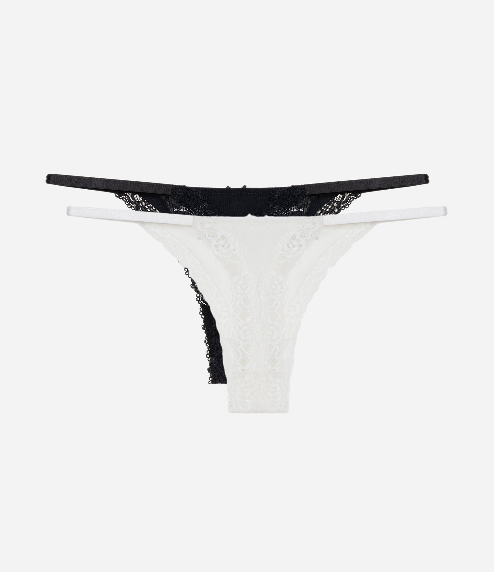 Kit 02 Calcinhas String Fio em Algodão com Renda Branco/Preto 2