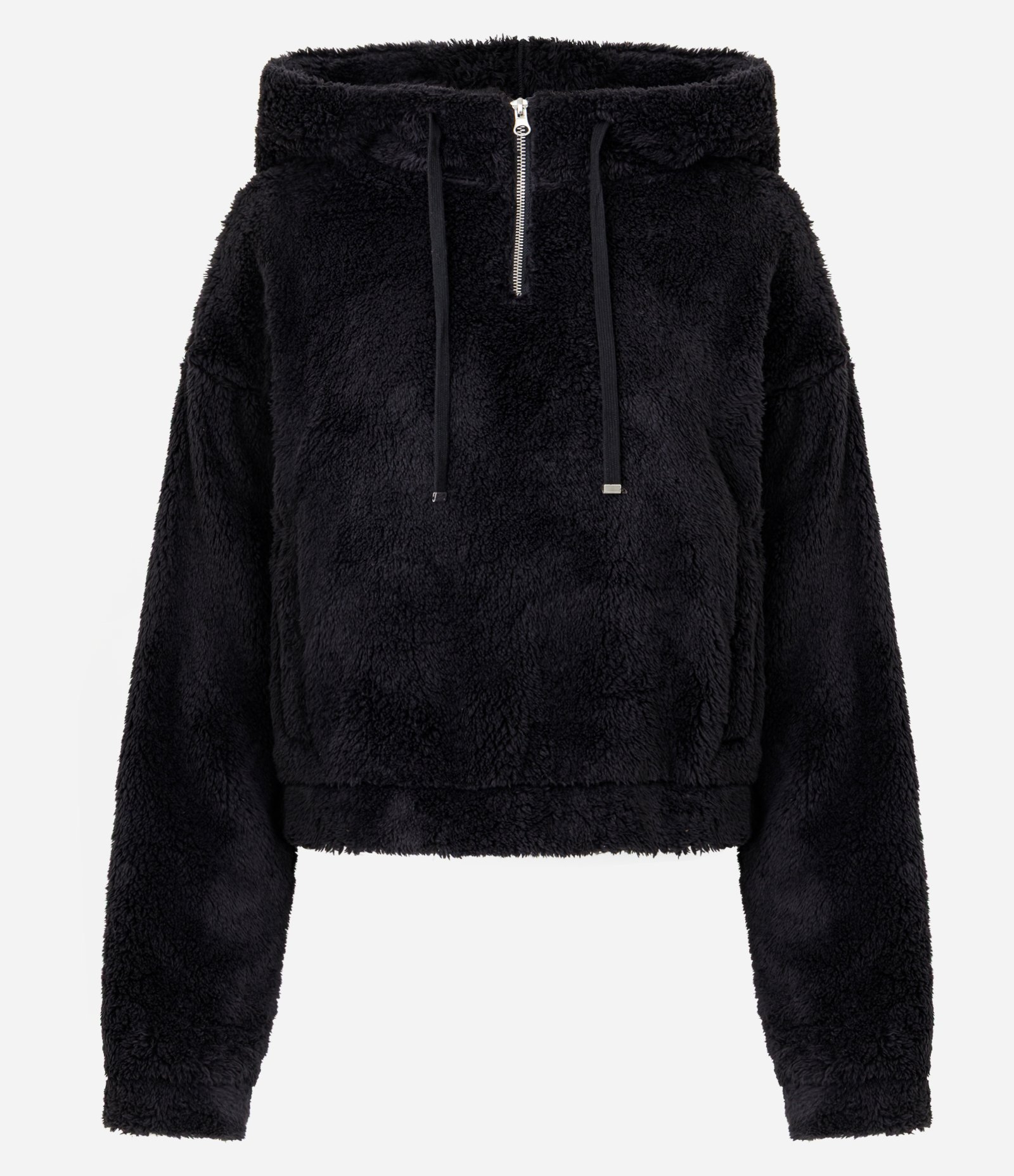 Blusão Sherpa com Capuz e Zíper Preto 1
