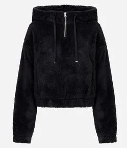 Blusão Sherpa com Capuz e Zíper