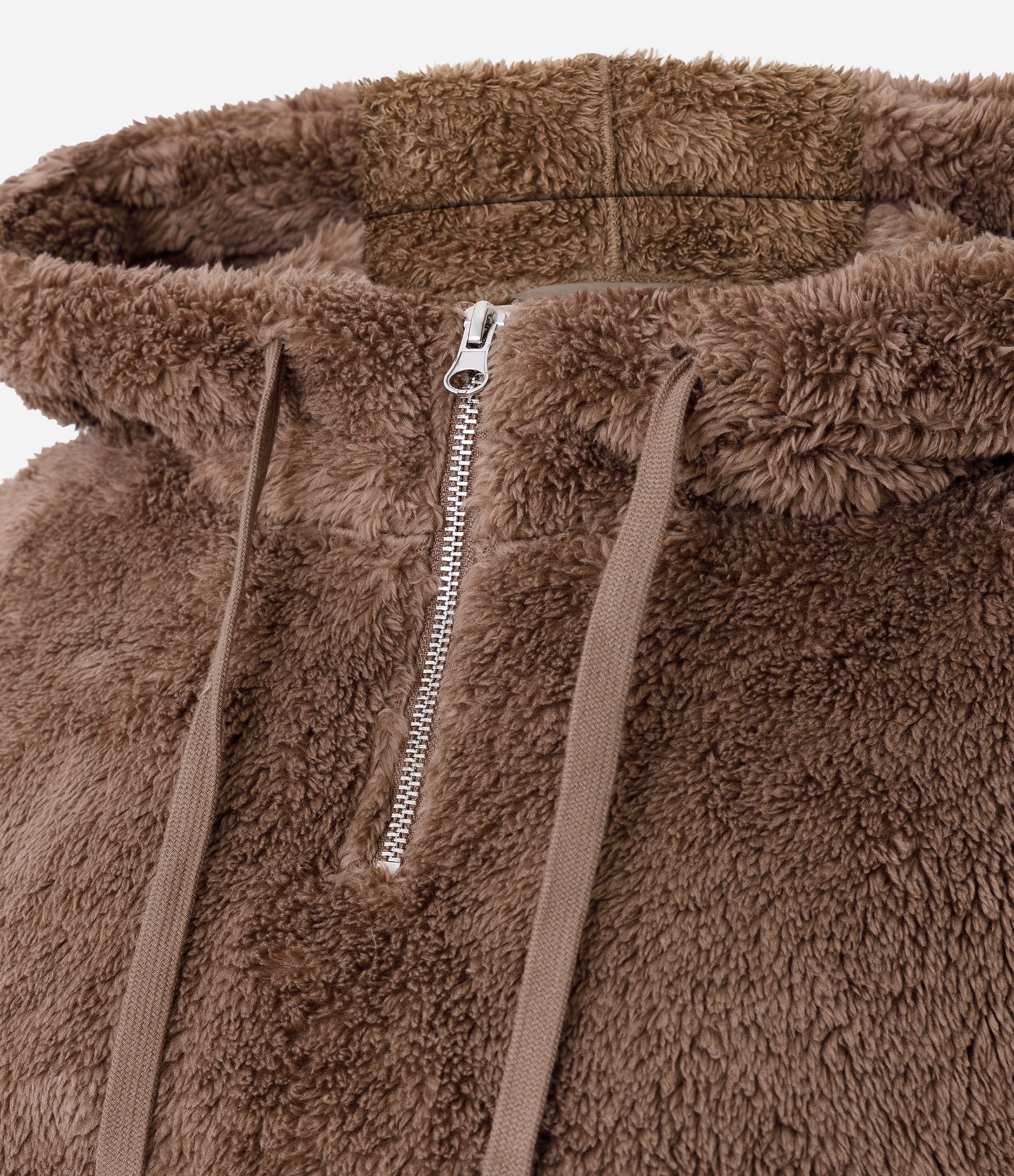 Blusão Sherpa com Capuz e Zíper Marrom 2