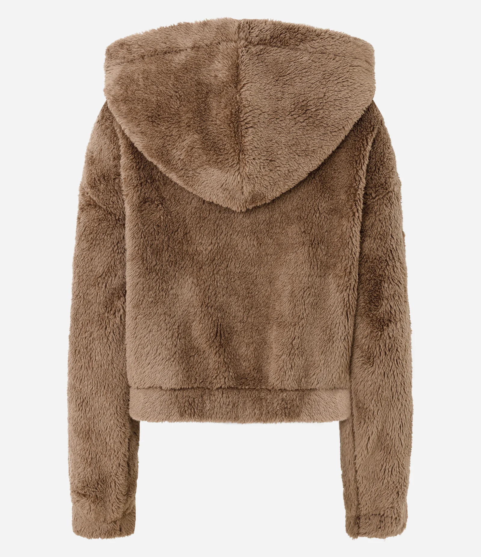 Blusão Sherpa com Capuz e Zíper Marrom 3