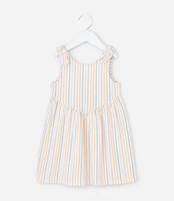 Vestido Infantil Listrado com Laços nas Alças 1 a 6 Anos