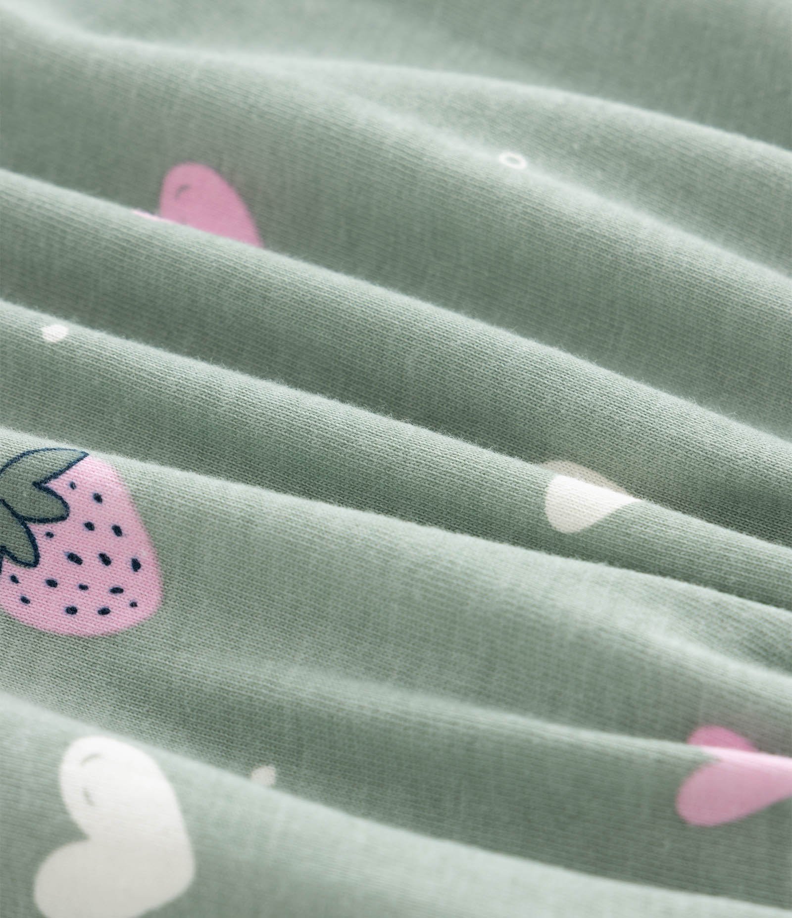 Vestido Infantil em Algodão com Estampa de Corações - Tam 1 a 6 Anos Verde 3