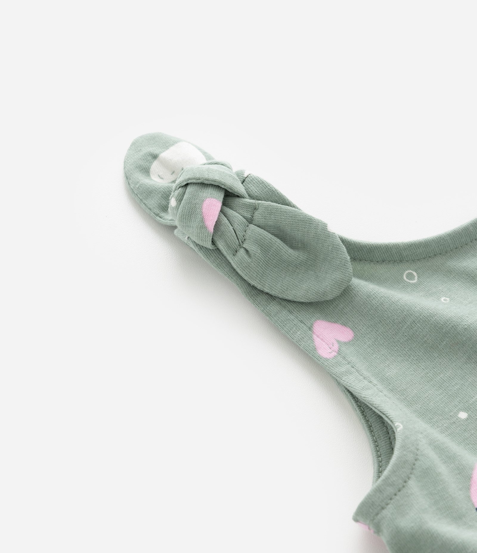 Vestido Infantil em Algodão com Estampa de Corações - Tam 1 a 6 Anos Verde 4