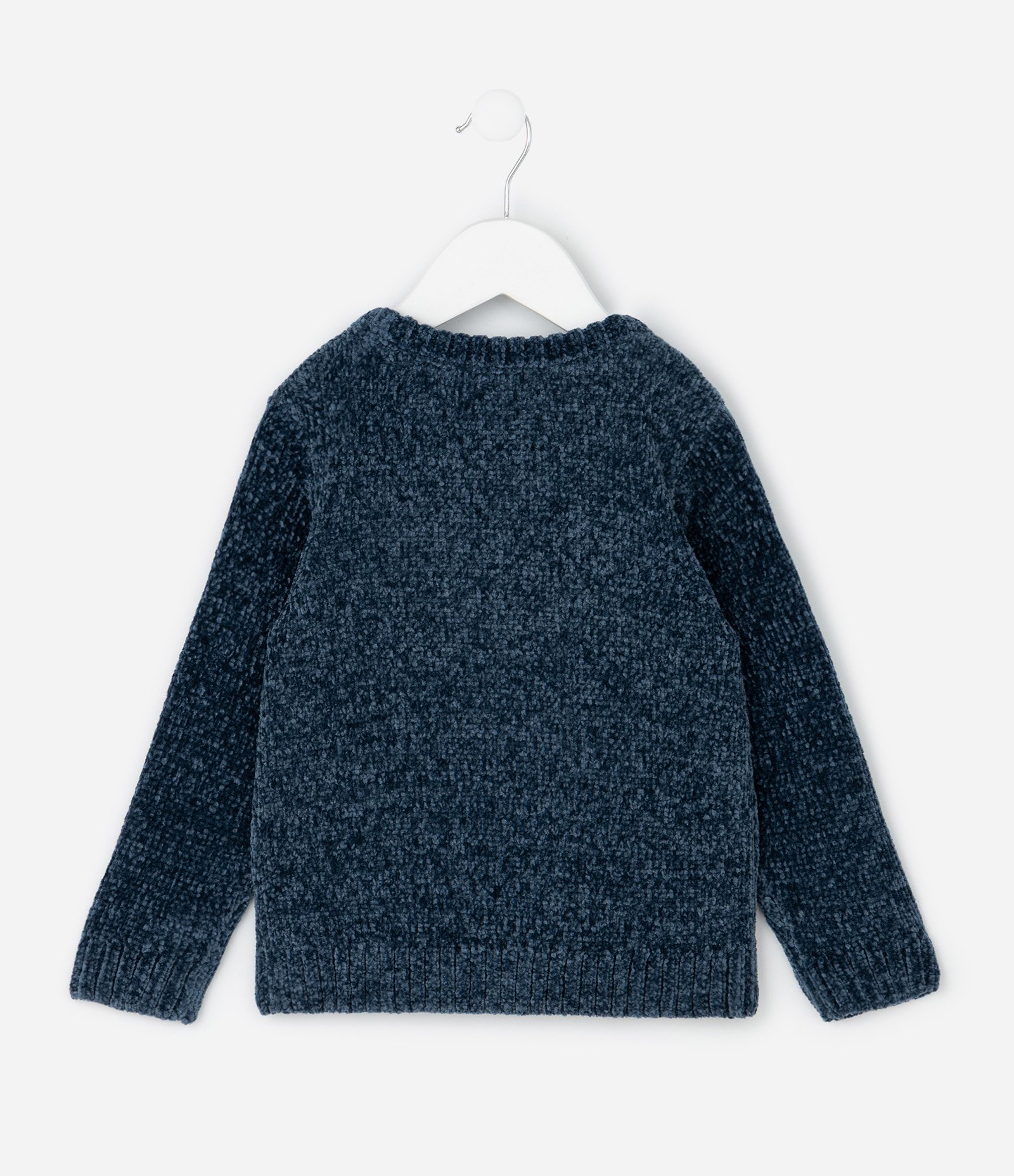 Suéter Infantil em Chenille com Urso de Carro – Tam 1 a 5/6 Anos Azul Marinho 2