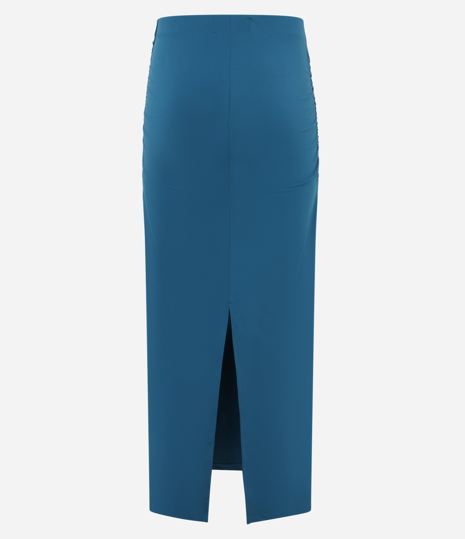 Saia New Midi em Jersey com Franzidos na Lateral Azul 2