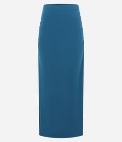 Saia New Midi em Jersey com Franzidos na Lateral