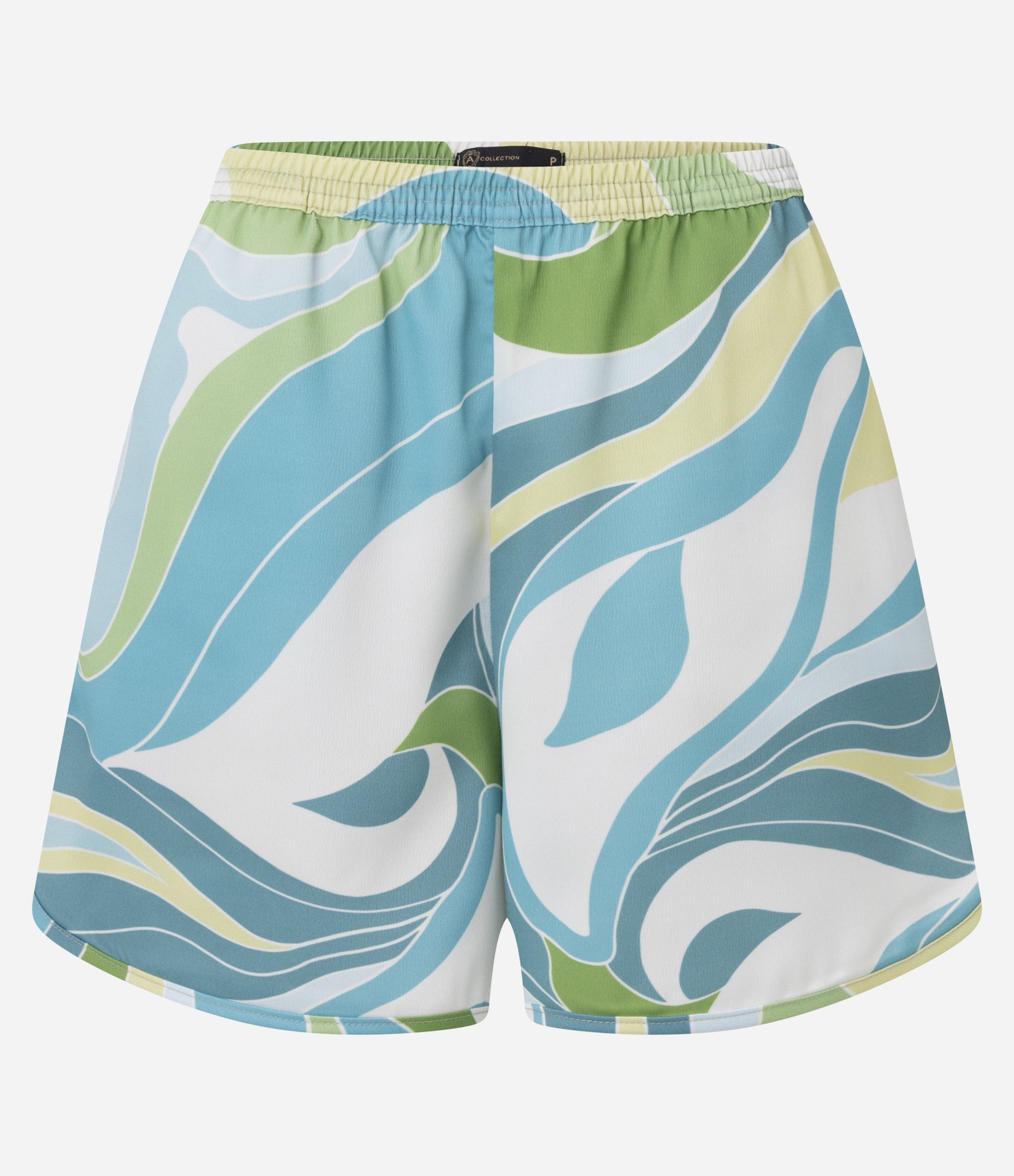 Short Boxer em Cetim com Estampa Abstrata Branco/ Azul/ Verde 6