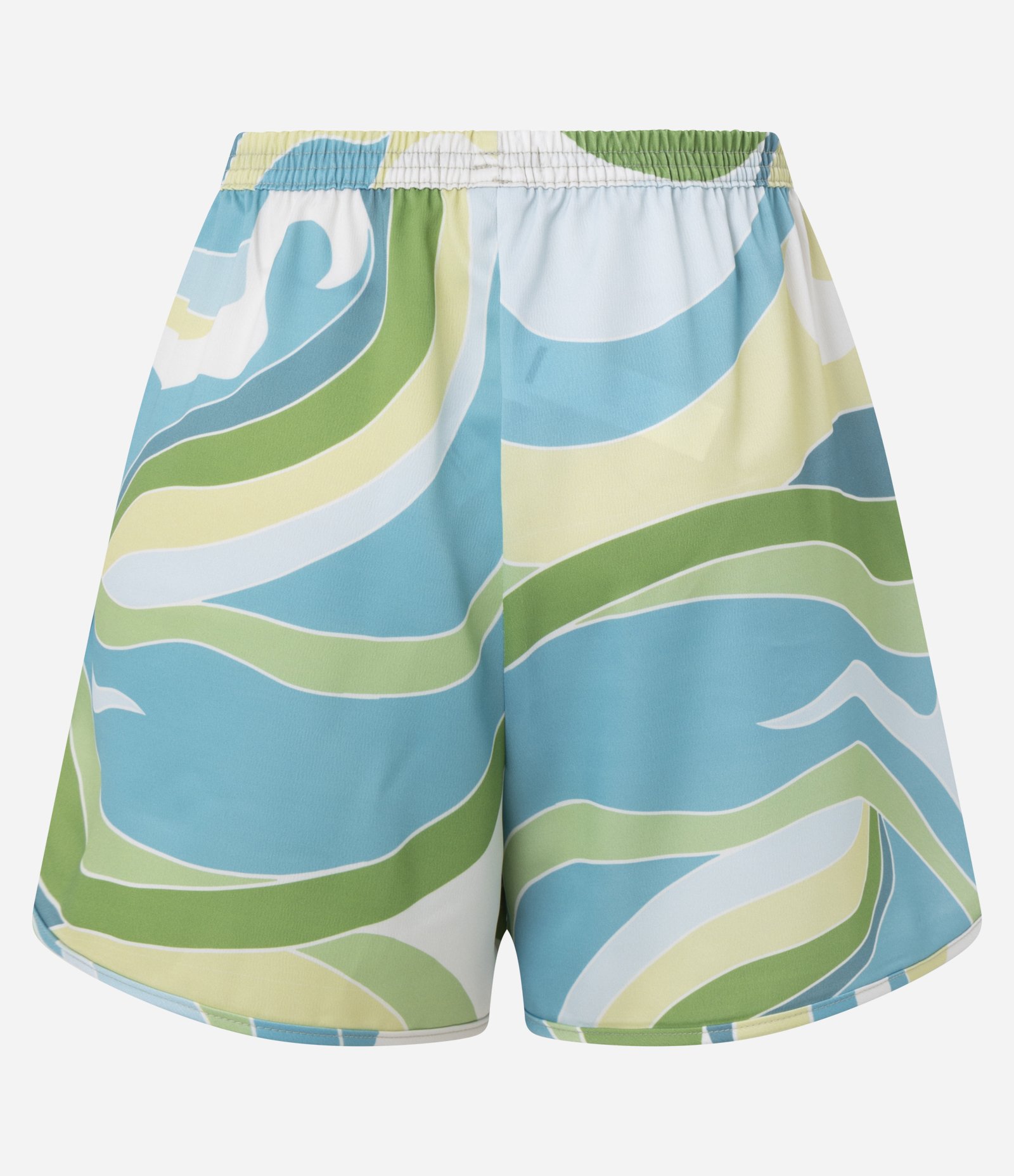 Short Boxer em Cetim com Estampa Abstrata Branco/ Azul/ Verde 7