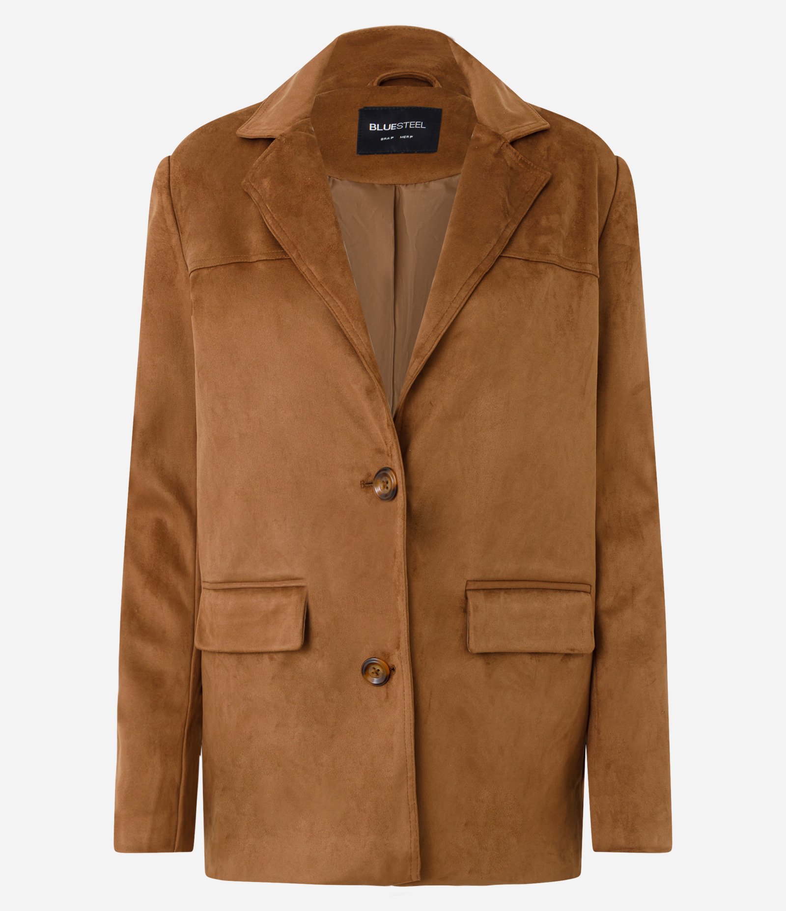 Blazer em Suede com Bolsos e Gola Estruturada Marrom 5