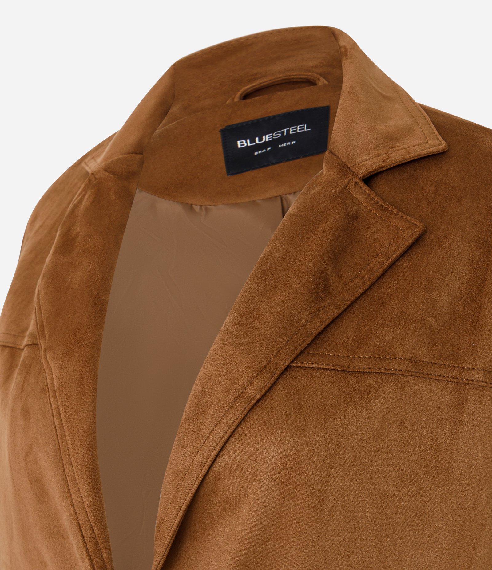 Blazer em Suede com Bolsos e Gola Estruturada Marrom 6