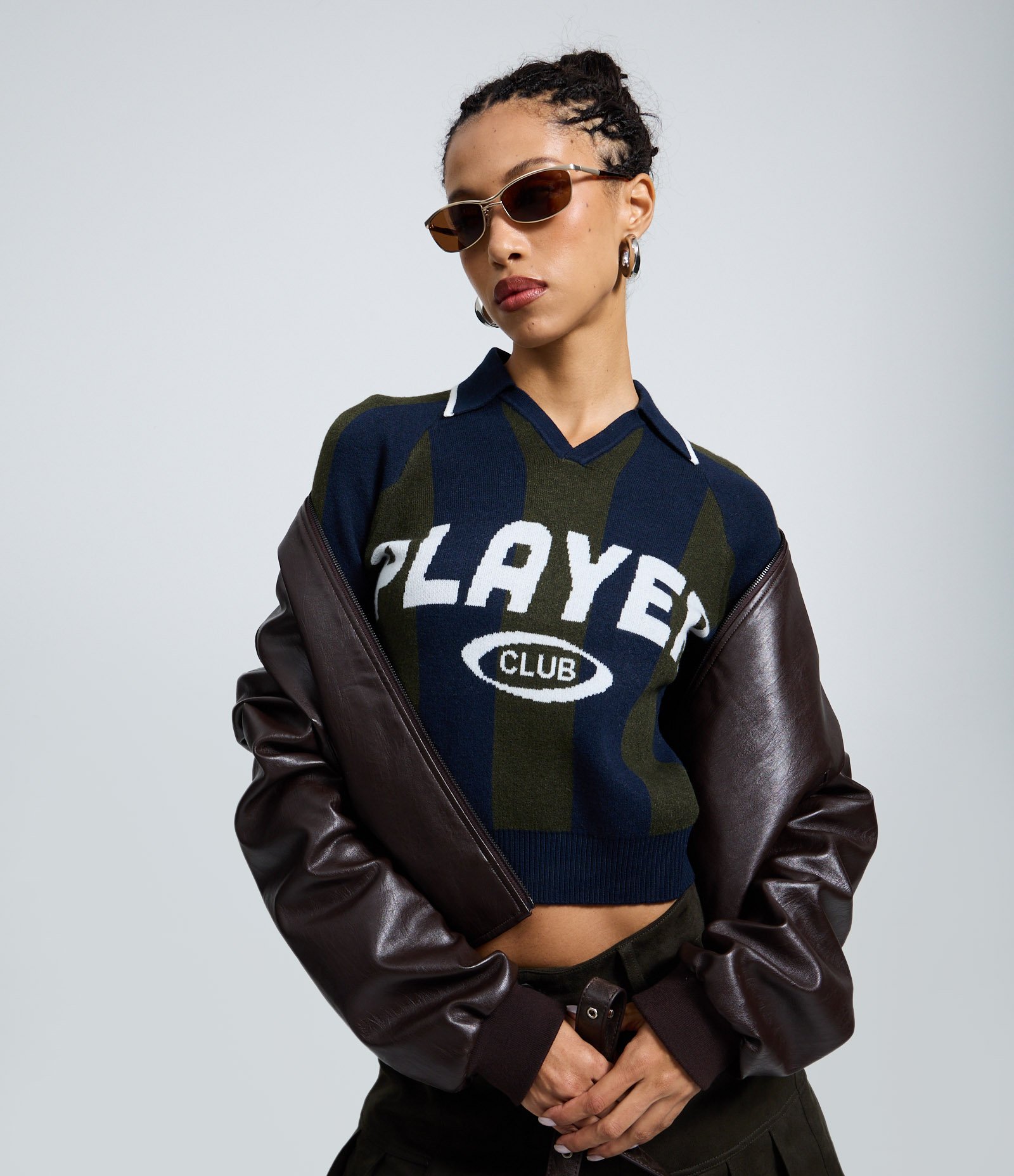 Blusão Retilínea Listrado Gola Polo Player Club Azul 1