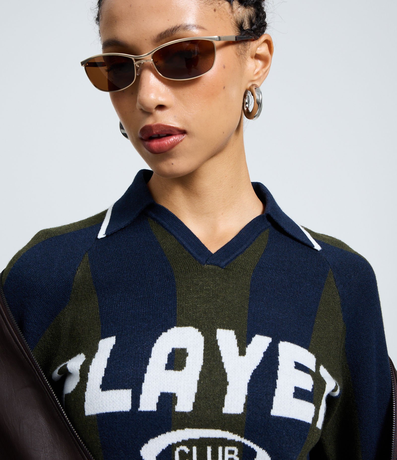 Blusão Retilínea Listrado Gola Polo Player Club Azul 3