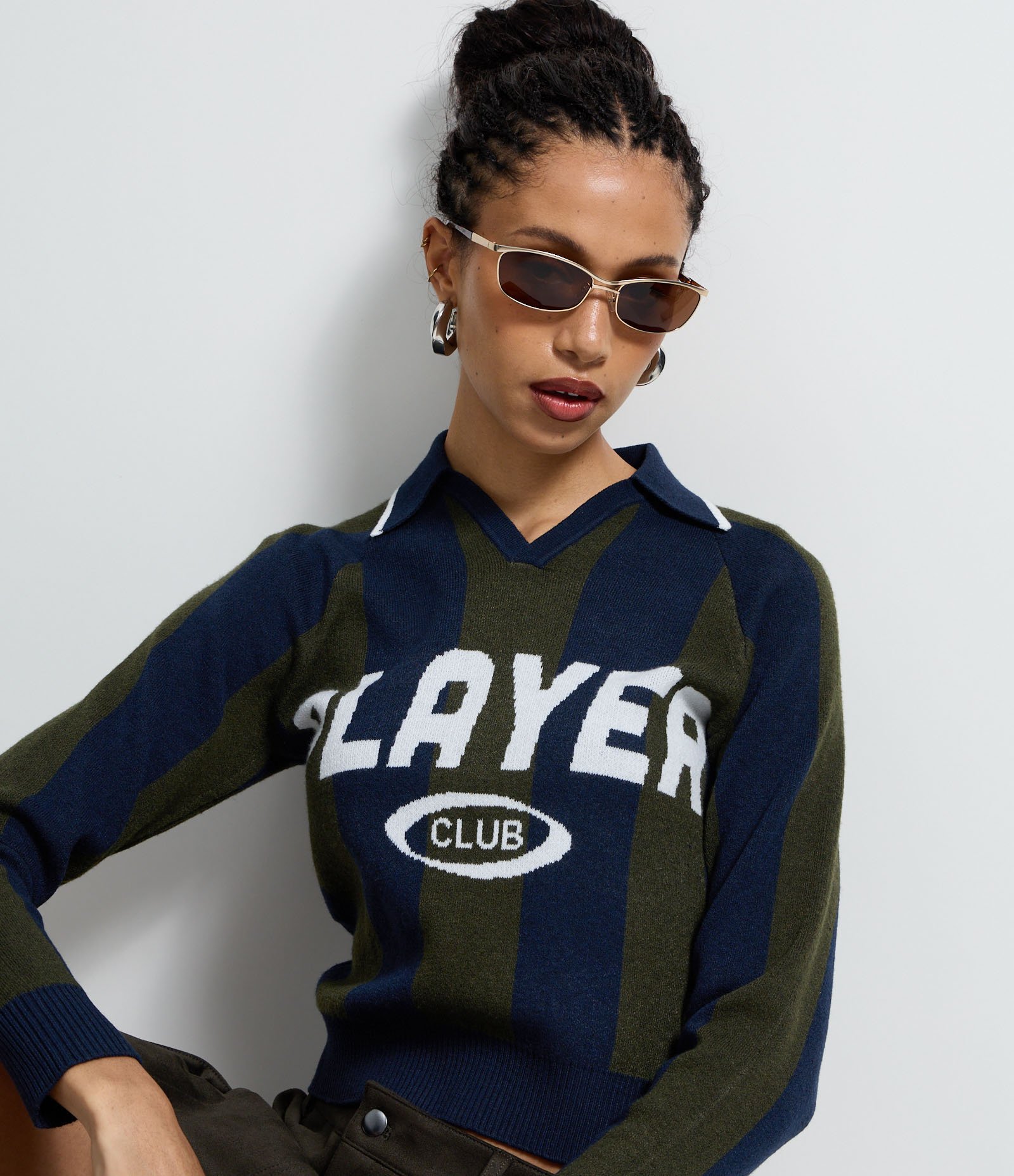 Blusão Retilínea Listrado Gola Polo Player Club Azul 4