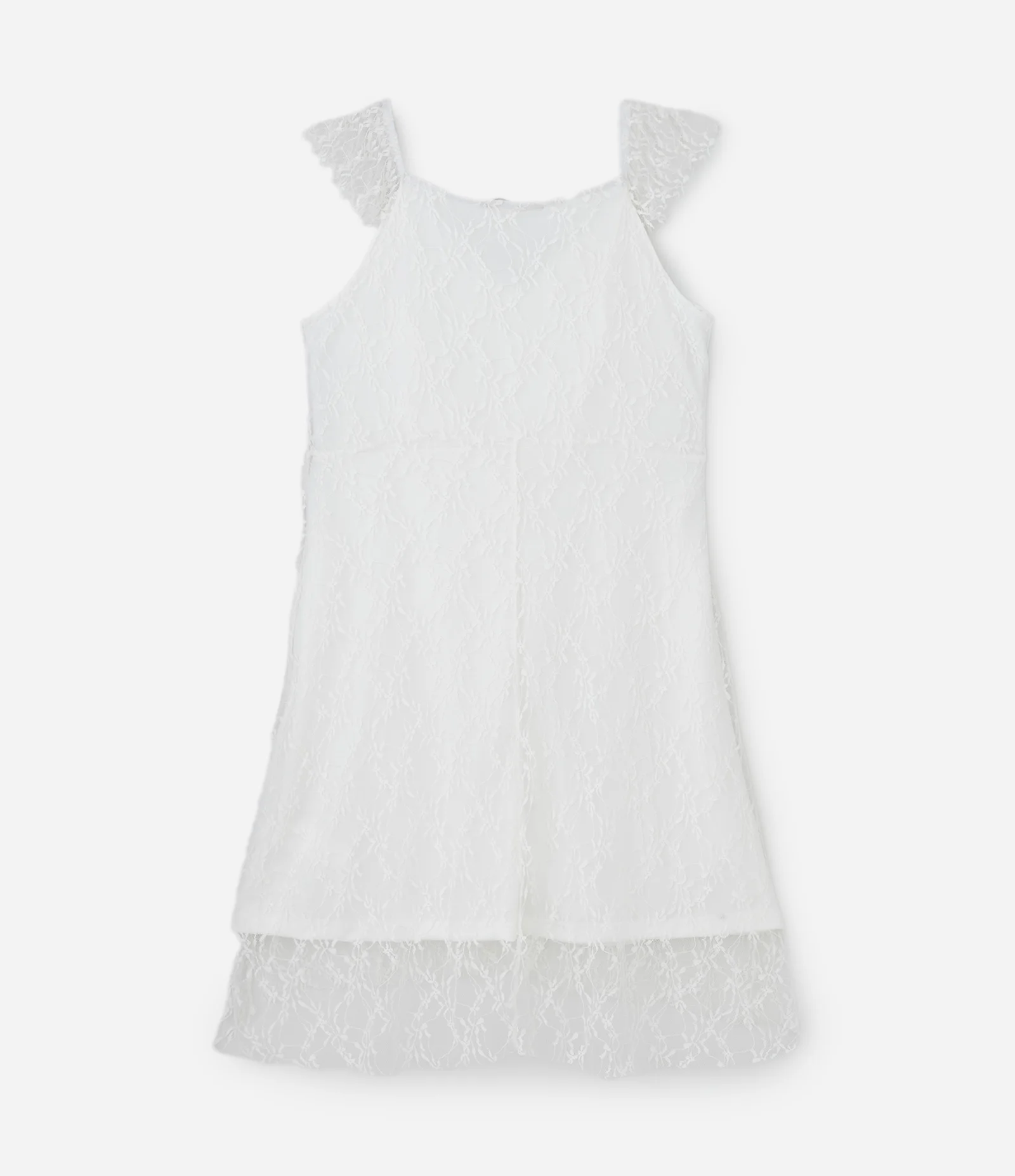 Vestido Curto em Renda com Babados Curve & Plus Size Branco 2