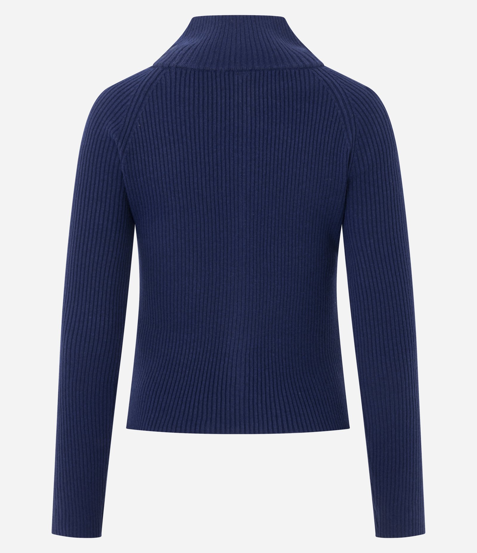 Blusa em Tricô com Zíper e Listras Contrastantes nas Mangas Azul 8