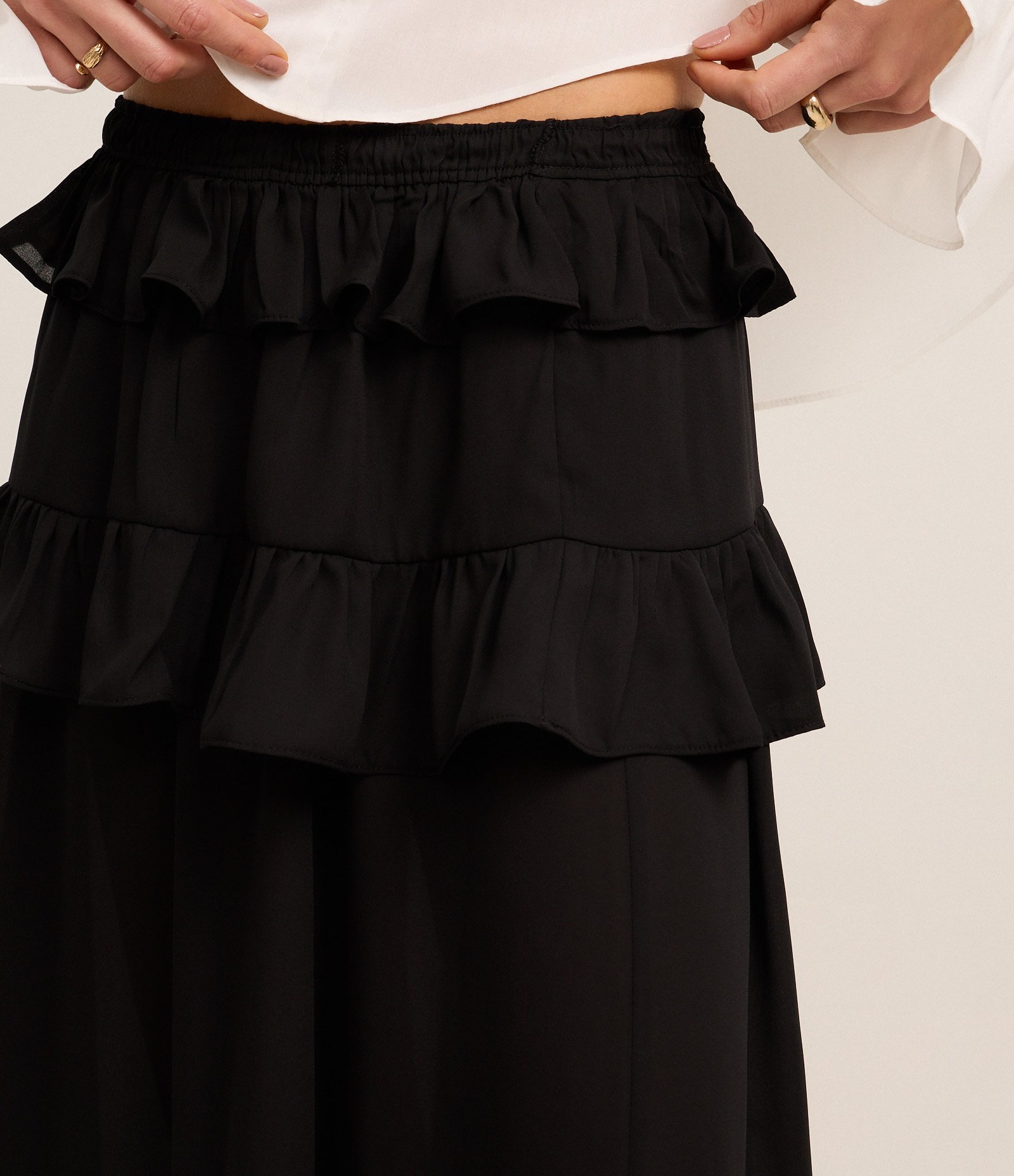 Saia New Midi em Chiffon com Sobreposição Cinza Escuro 3