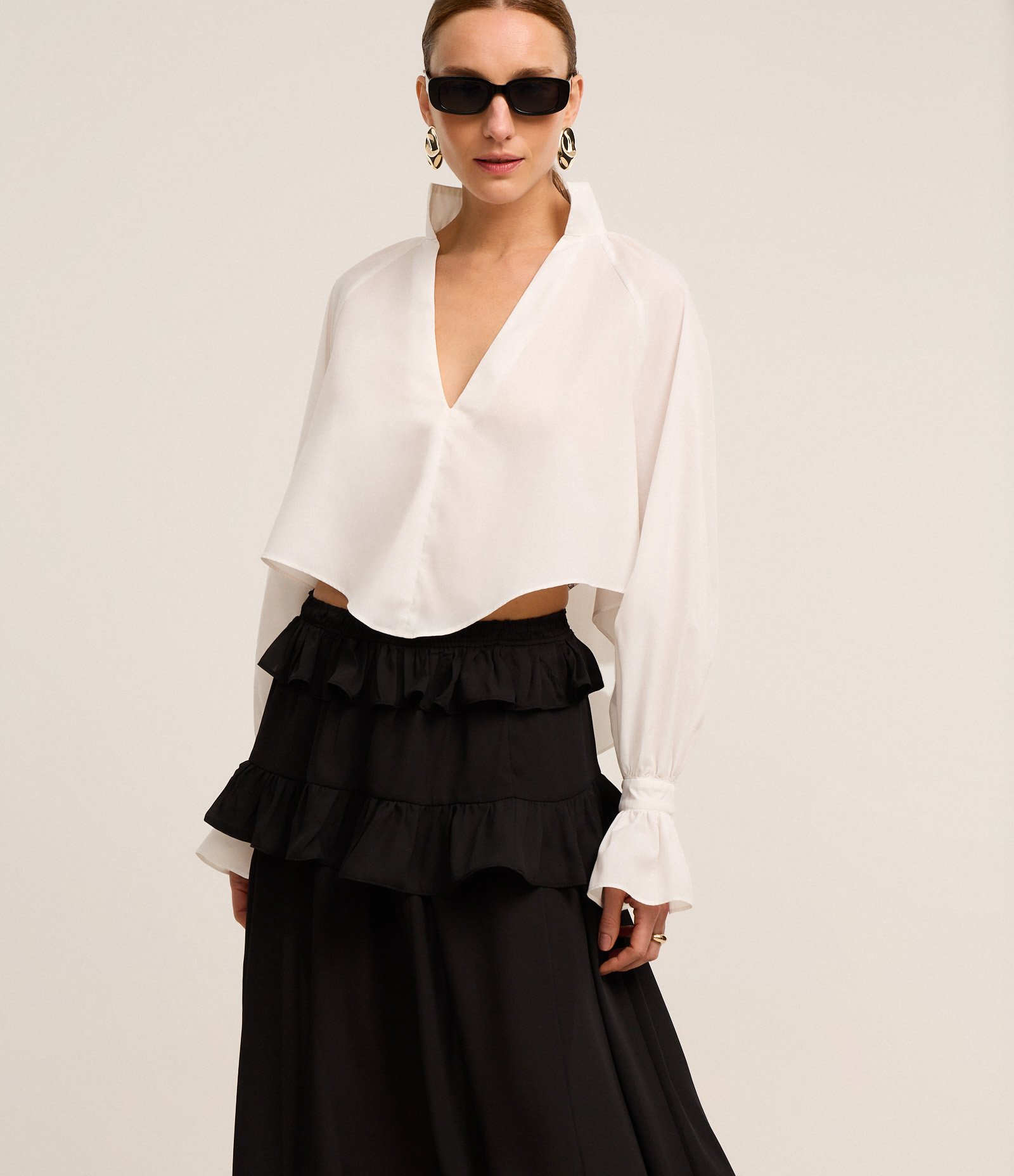 Saia New Midi em Chiffon com Sobreposição Cinza Escuro 4