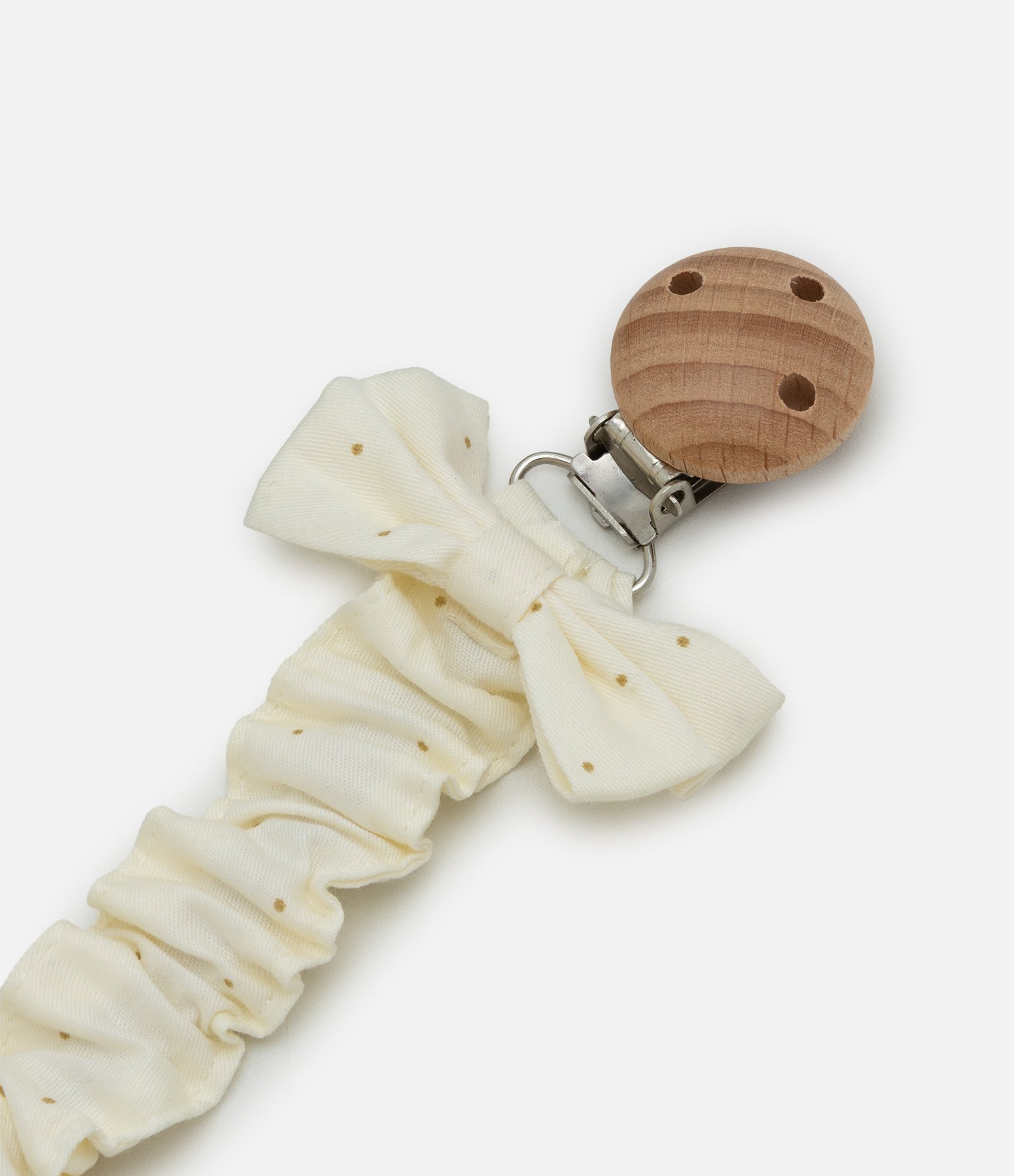 Prendedor de Chupeta Infantil com Laço Franzido – Tam U Off White 3