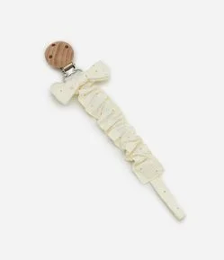 Prendedor de Chupeta Infantil com Laço Franzido – Tam U