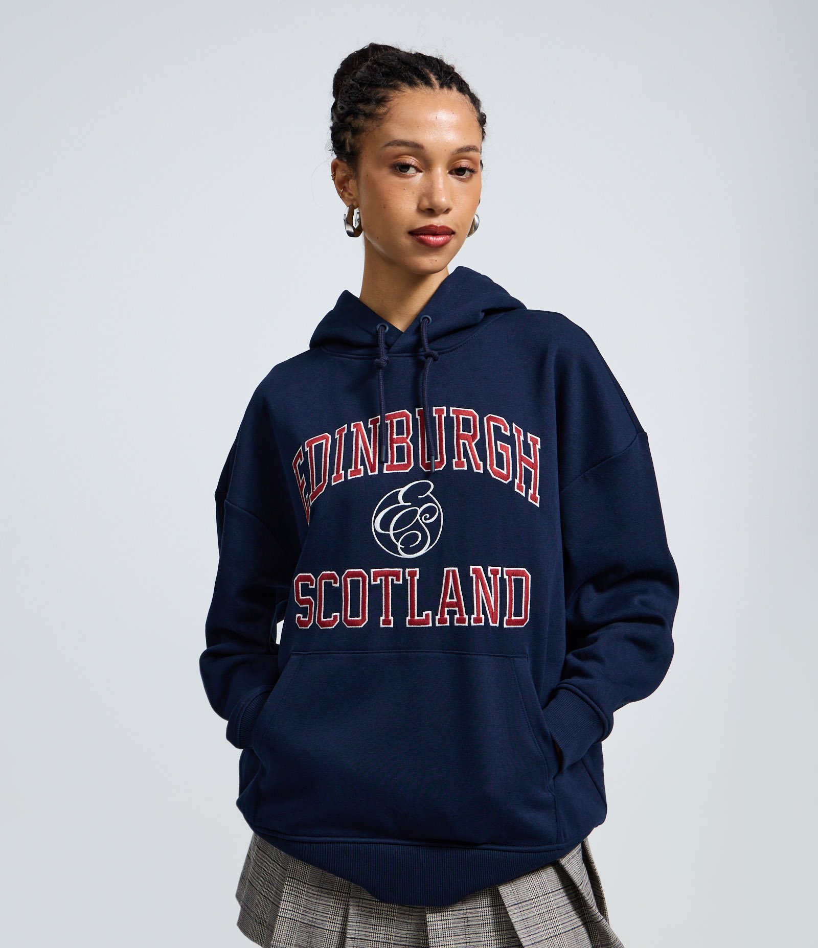 Moletom College Canguru com Lettering Edinburgh Scotland Azul 1