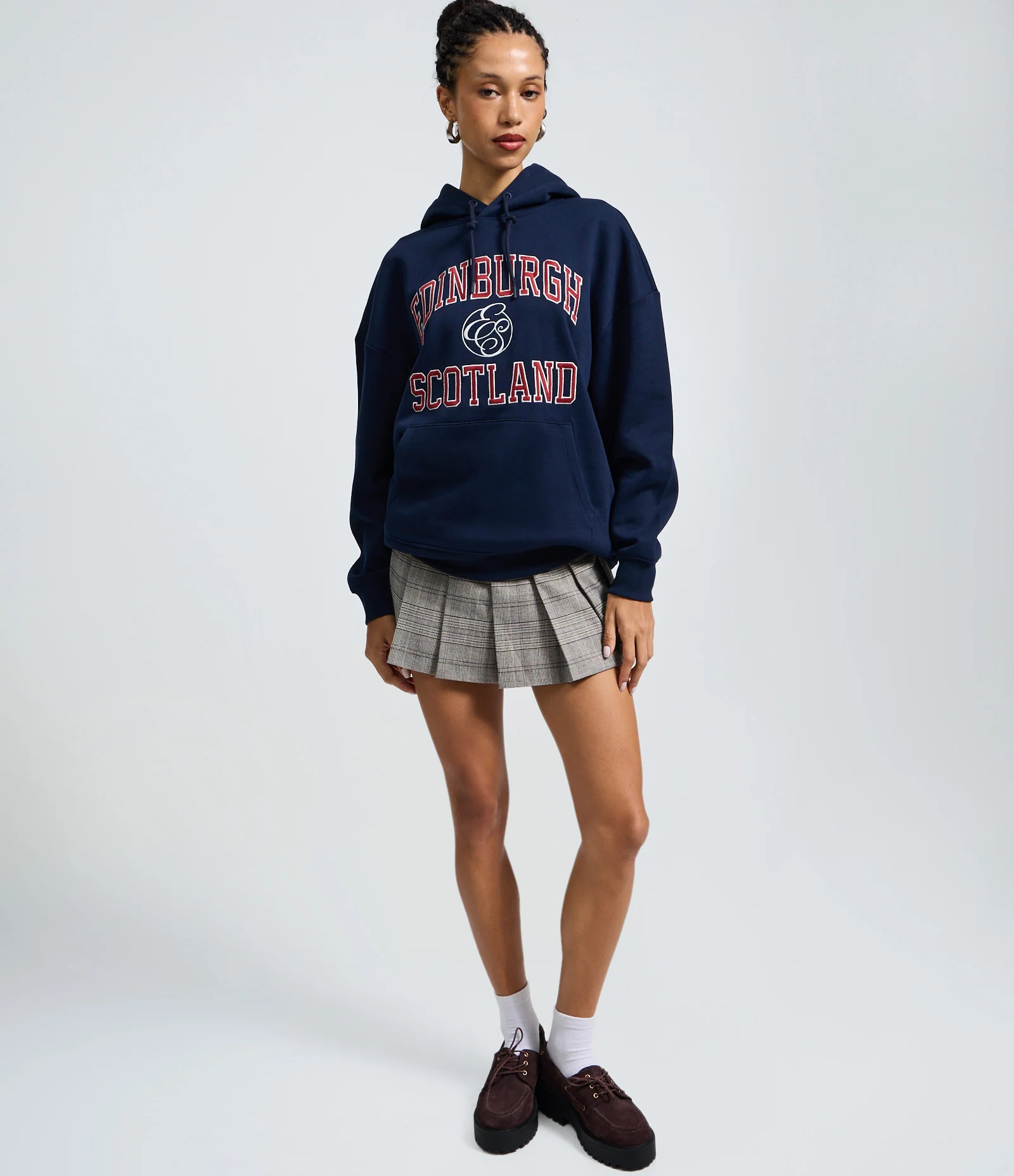 Moletom College Canguru com Lettering Edinburgh Scotland Azul 2