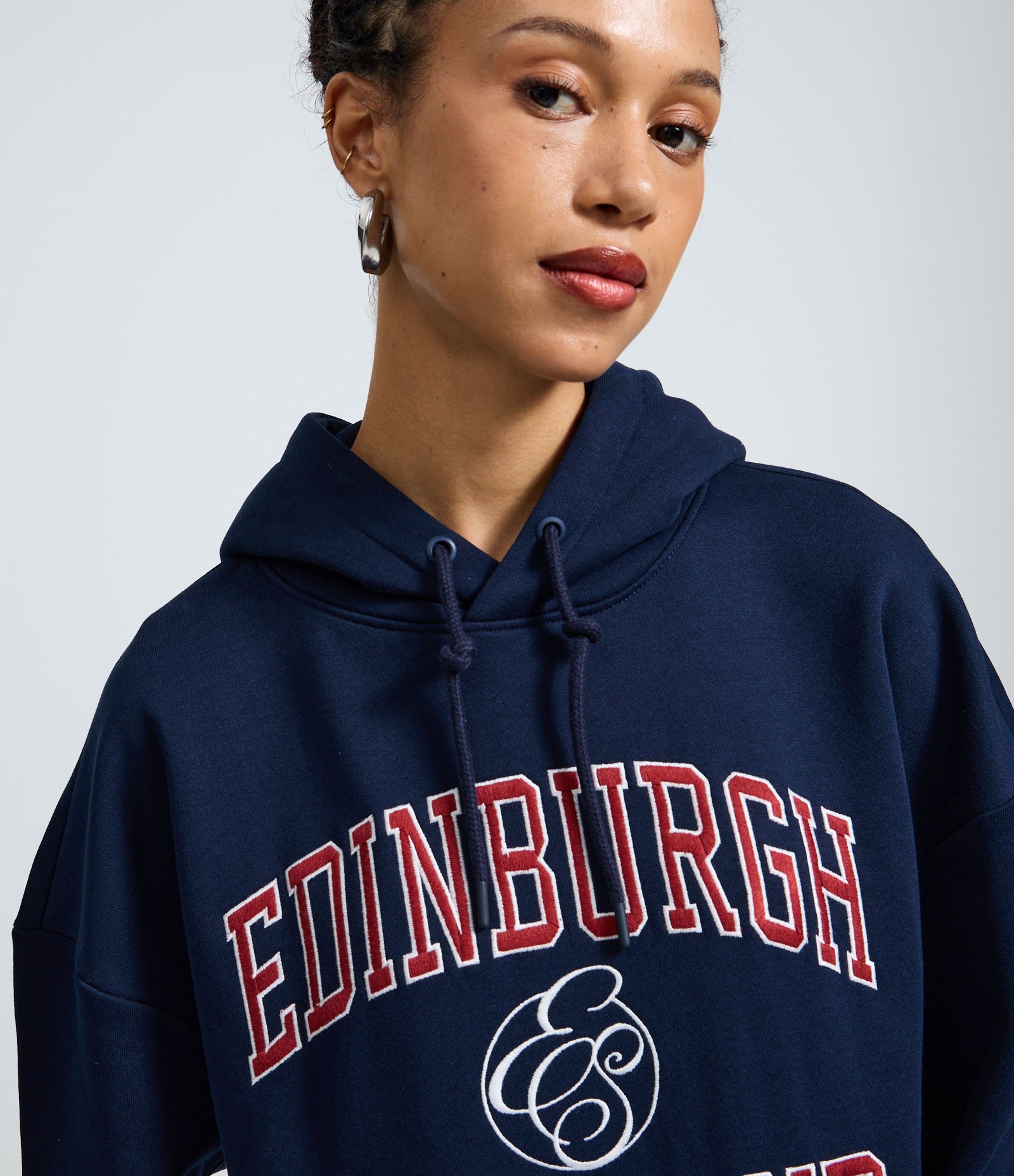 Moletom College Canguru com Lettering Edinburgh Scotland Azul 3
