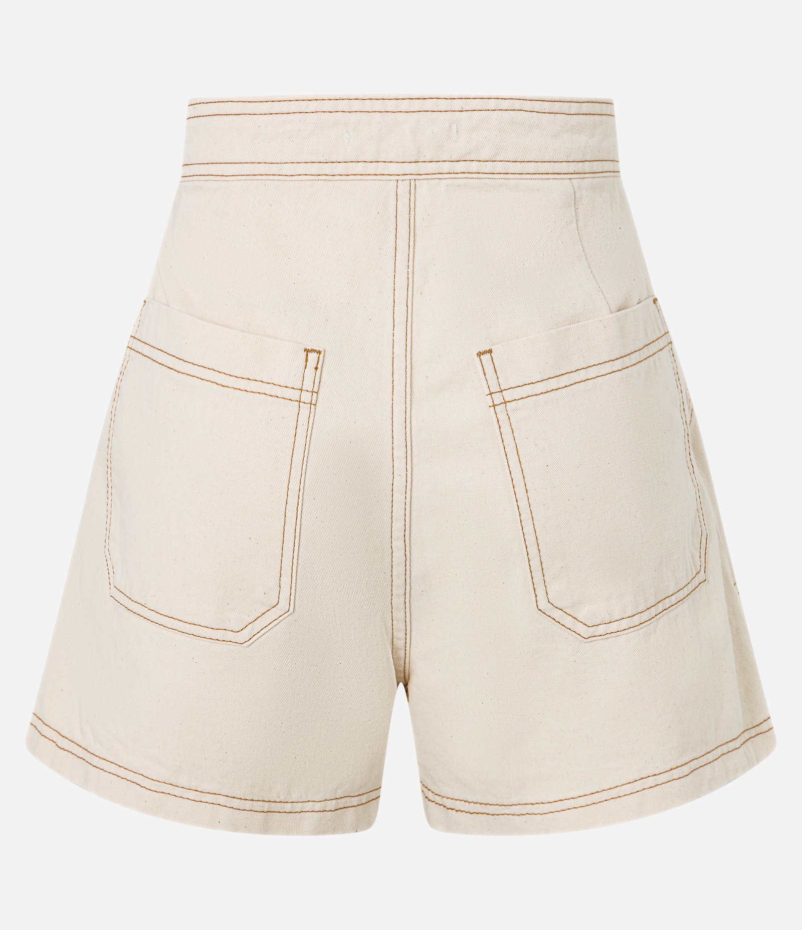 Short Saia em Sarja com Cós Deslocado e Detalhes de Costura Off White 6