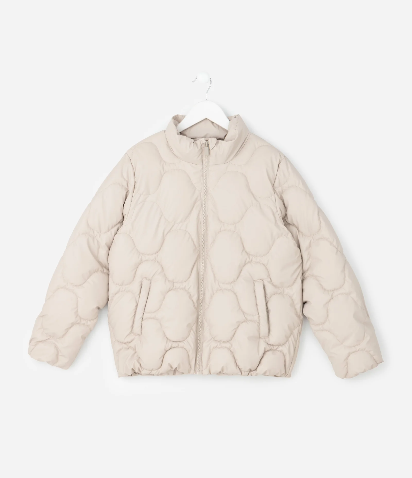 Jaqueta Infantil Acolchoada com Gola Alta – Tam 5 a 14 Anos Bege Claro 1