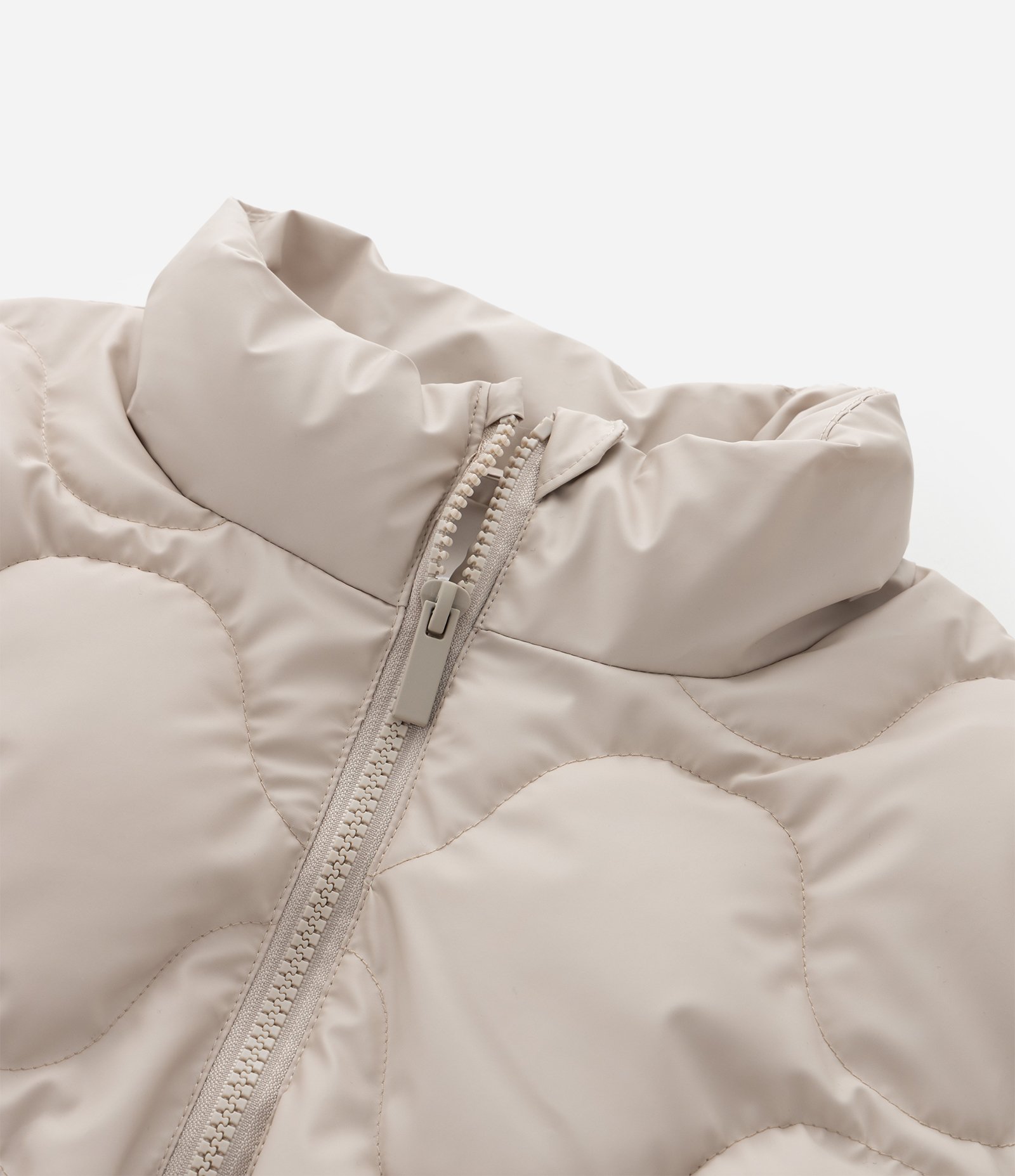Jaqueta Infantil Acolchoada com Gola Alta – Tam 5 a 14 Anos Bege Claro 6