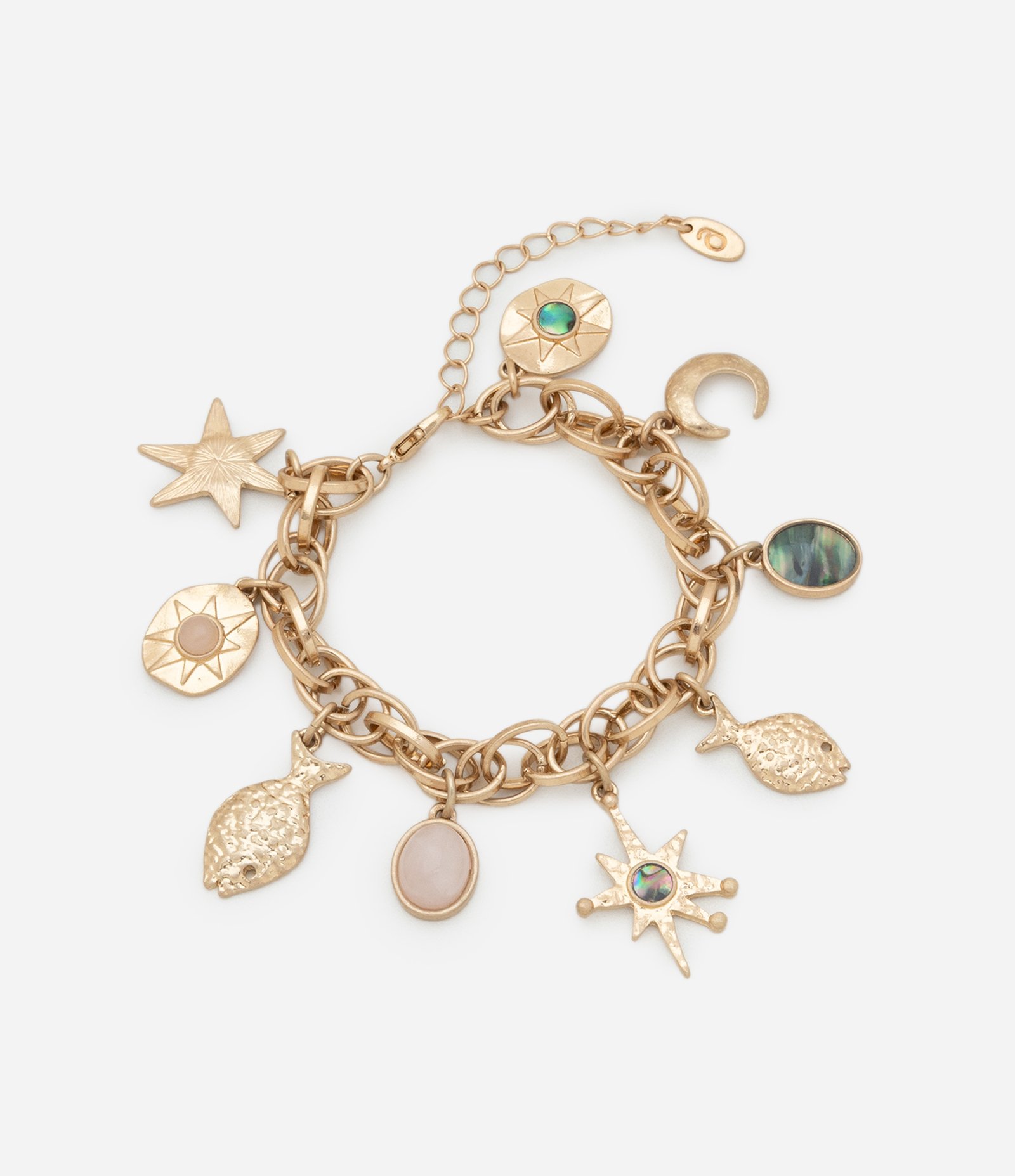 Pulseira Berloque em Metal com Pingentes Dourado 3