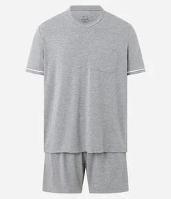 Pijama Comfort em Algodão com Fundo Mescla