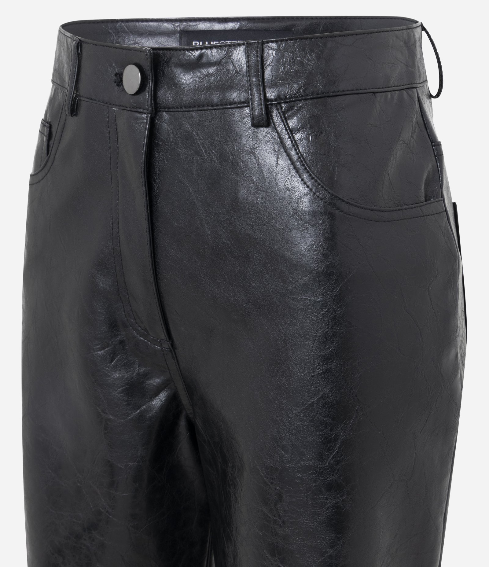 Calça Reta em PU Texturizada Preto 2