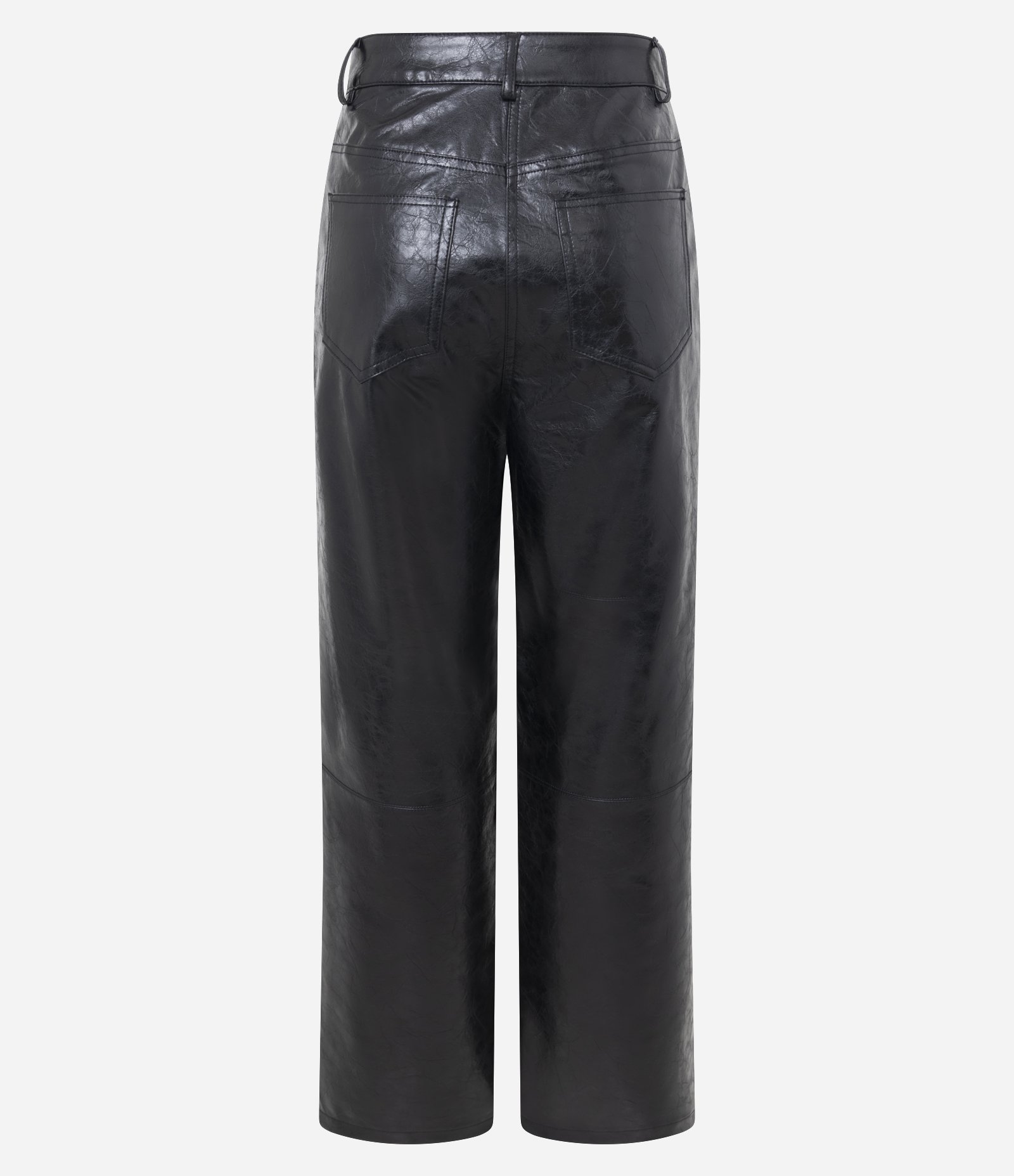 Calça Reta em PU Texturizada Preto 3
