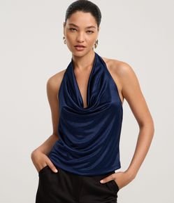 Blusa Frente Única Acetinada com Decote Degagê