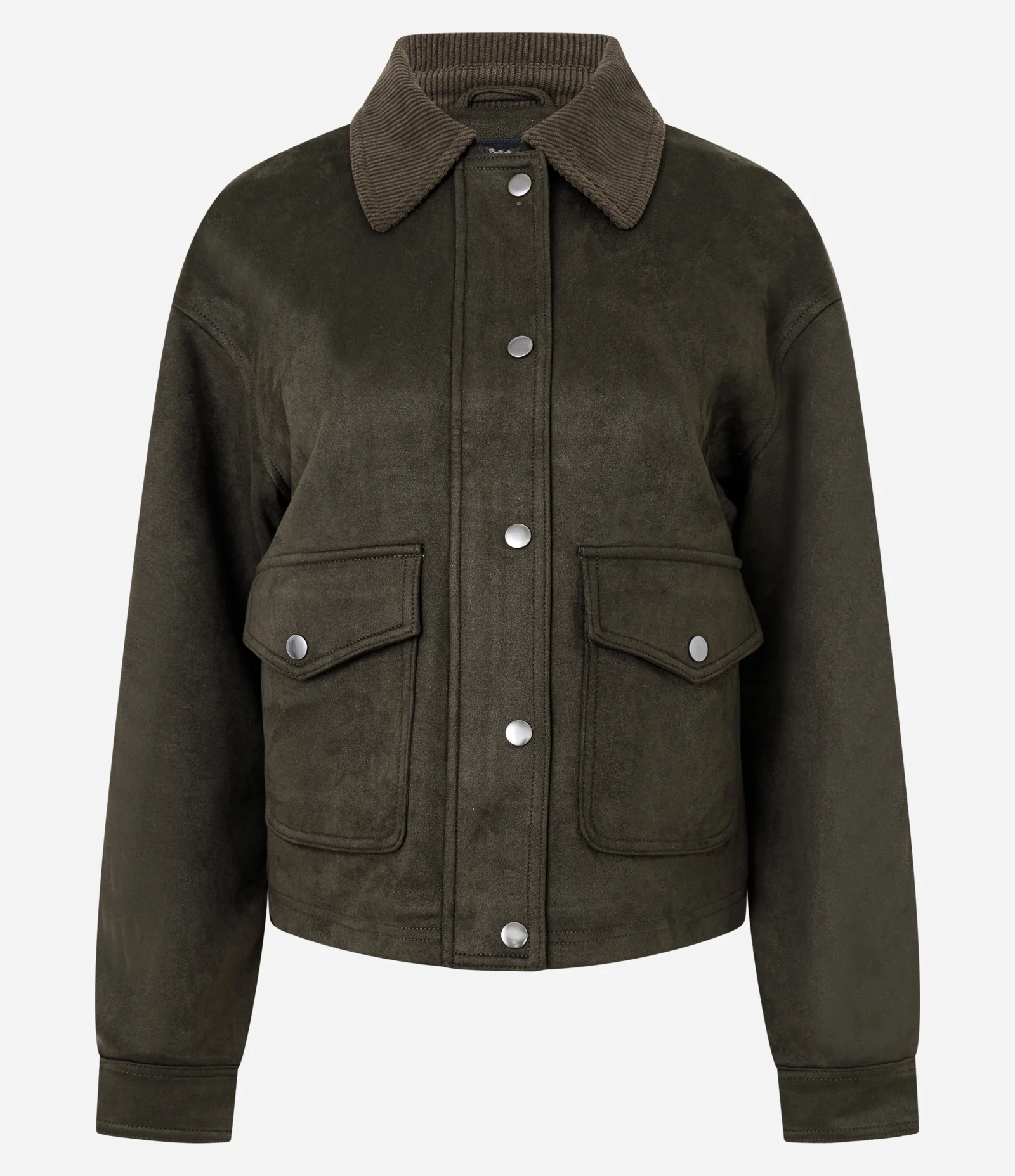Jaqueta Bomber em Suede com Bolsos Verde 1