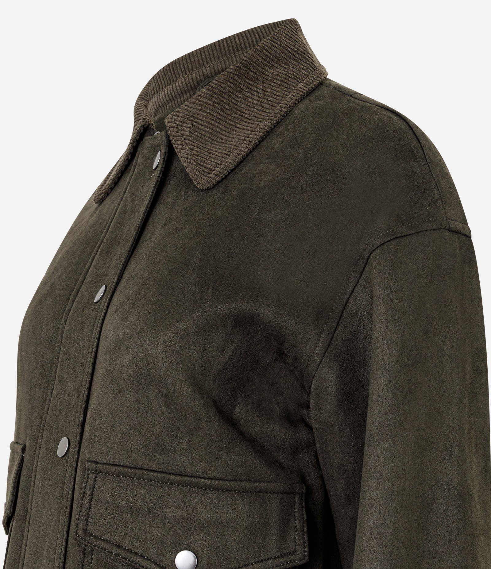 Jaqueta Bomber em Suede com Bolsos Verde 2