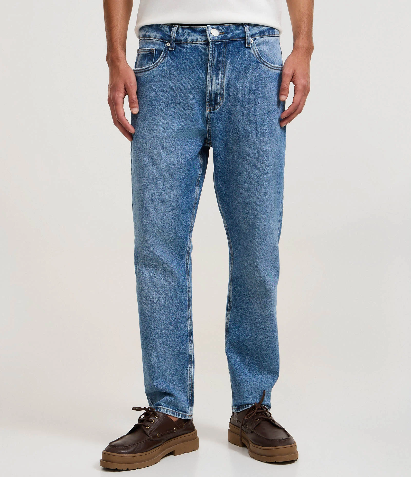 Calça Tapered em Jeans com Elastano Azul 2