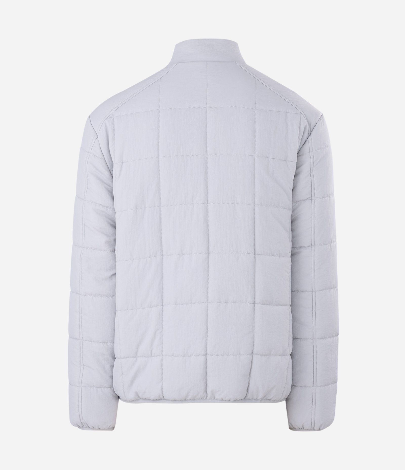 Jaqueta Acolchoada Esportiva com Textura Quadriculada e Zíper Frontal Cinza 5